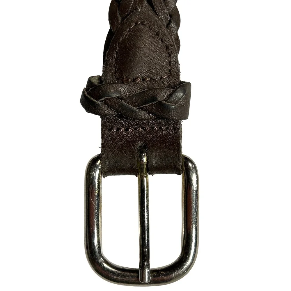 Capezio Argentina‎ Brown Woven Leather Belt Silver Buckle Size M/L (up to 37
